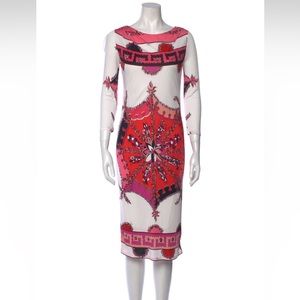 Emilio Pucci Geometric Pattern Long Sleeve Dress Size  10 Stretch Jersey